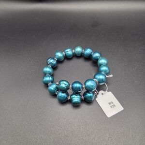 StretchTeal Pearl Bracelet